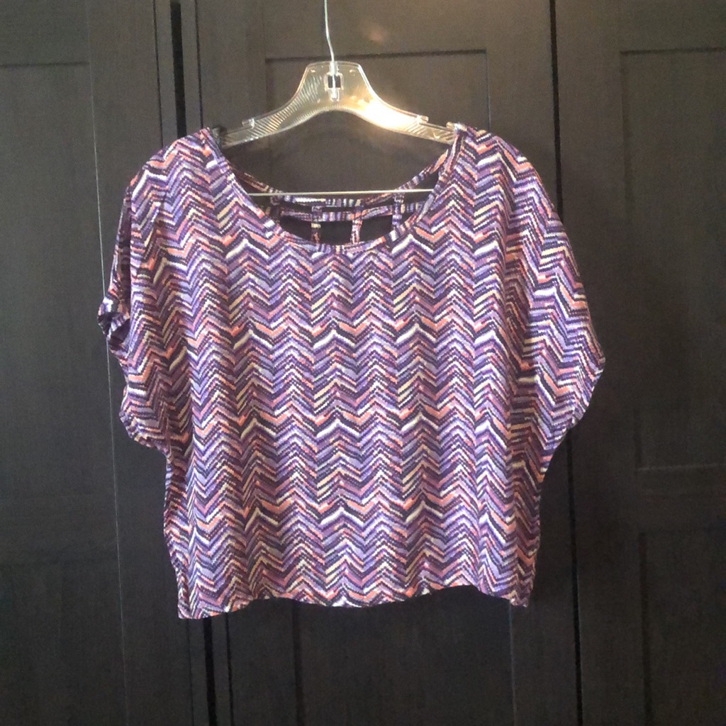 Multi-Colored Zig-Zag Patterned Crop Top